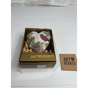 Susan Winget Art Heart "Winter Hope" Cardinal Free Stand or Hanging Gold Tassle
